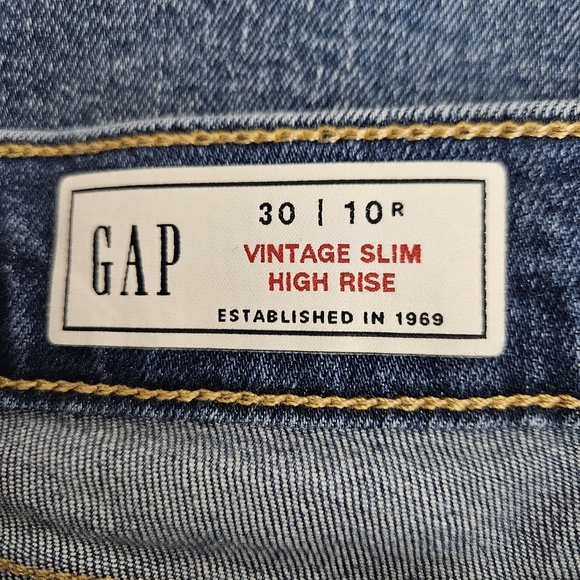 GAP Vintage Slim Straight Leg Jeans High Rise Medium Wash Denim 10 - Picture 3 of 5